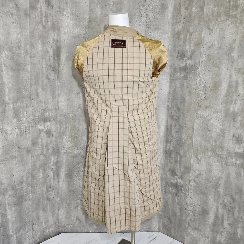 Vintage Chaps Ralph Lauren Trench Coat Tan Belted Khaki Jacket 40R‎ USA